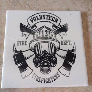 Fire Department Laser engraving on 6 x 6 White tile